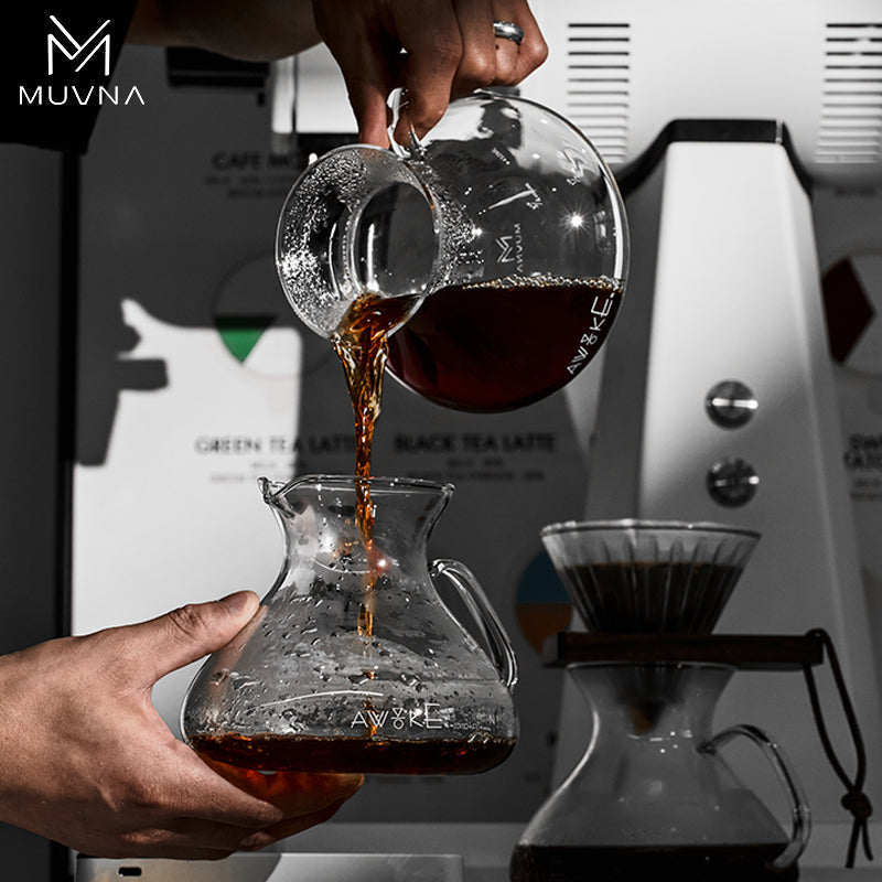 MUVNA慕威納 手沖咖啡螢盞玻璃分享壺帶刻度 450ml